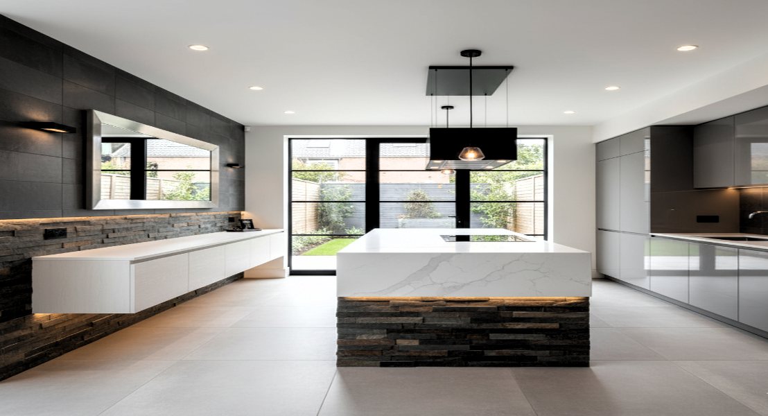 Combination of Rustic Tiles with Modern Elements