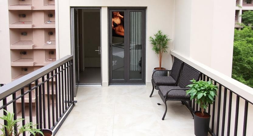 Compact Apartment Balcony with Vitrified Tiles
