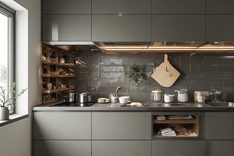 Compact kitchen design with smart storage.