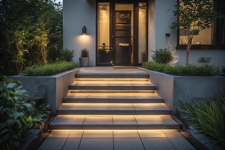 Compact outside entrance stairs design for small homes