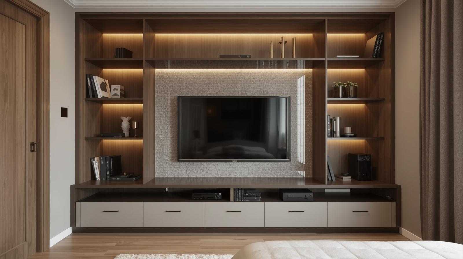 Compact TV Unit for Small Bedrooms with Space-Saving Design