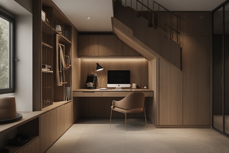 Compact Under-Stair Wardrobe with Study Table