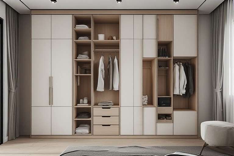 Small Bedroom Design with Compact Wardrobe