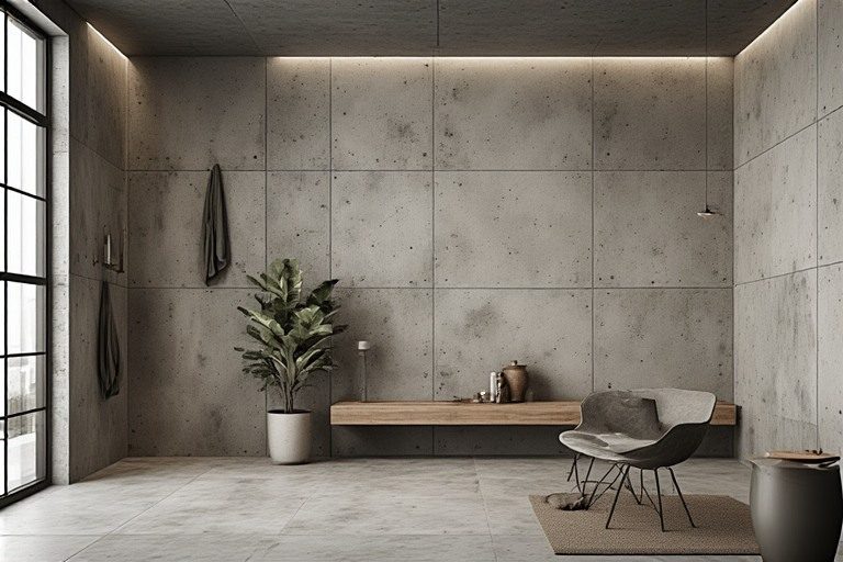 Industrial concrete look home wall design for urban flats