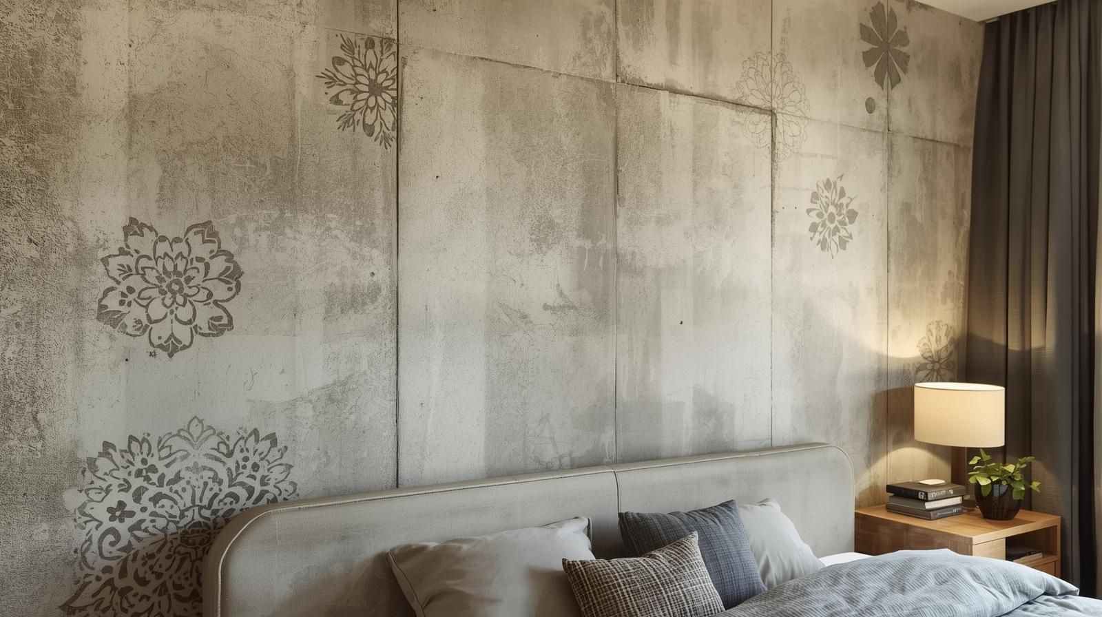 Concrete Wall with Stencilled Patterns