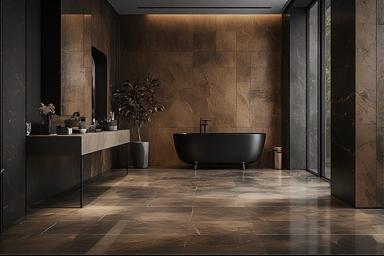 Brown and black kitchen colour combination