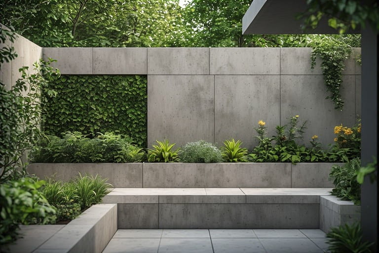 Cement Look Garden Wall Design