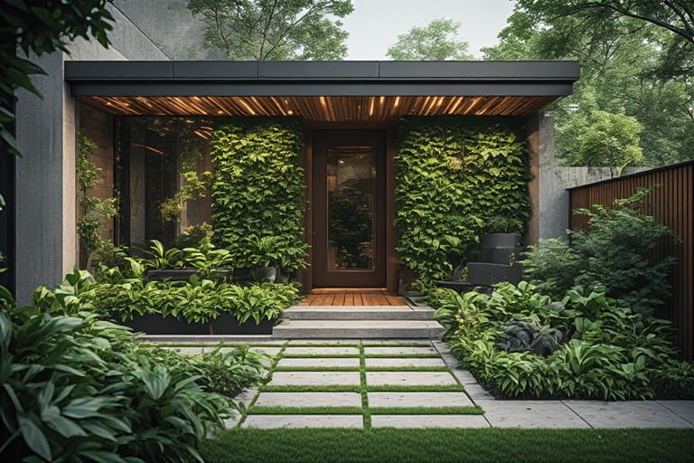 Contemporary Fusion With Greenery Porch Tiles