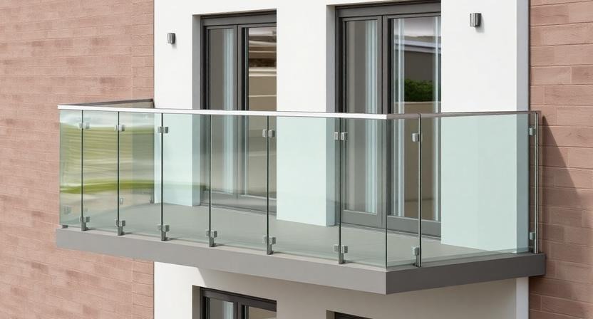 Contemporary Glass Balcony with Sleek Elevation Tiles