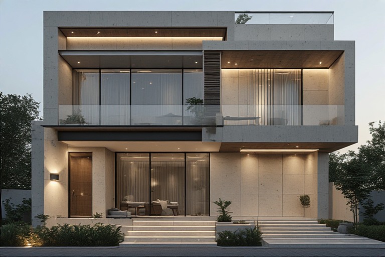 Minimalist Duplex Front Elevation Design