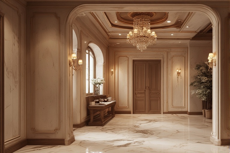 Coral and Light Sand Combinations Ideas for Hall Interior Walls for a Warm and Inviting Living Room