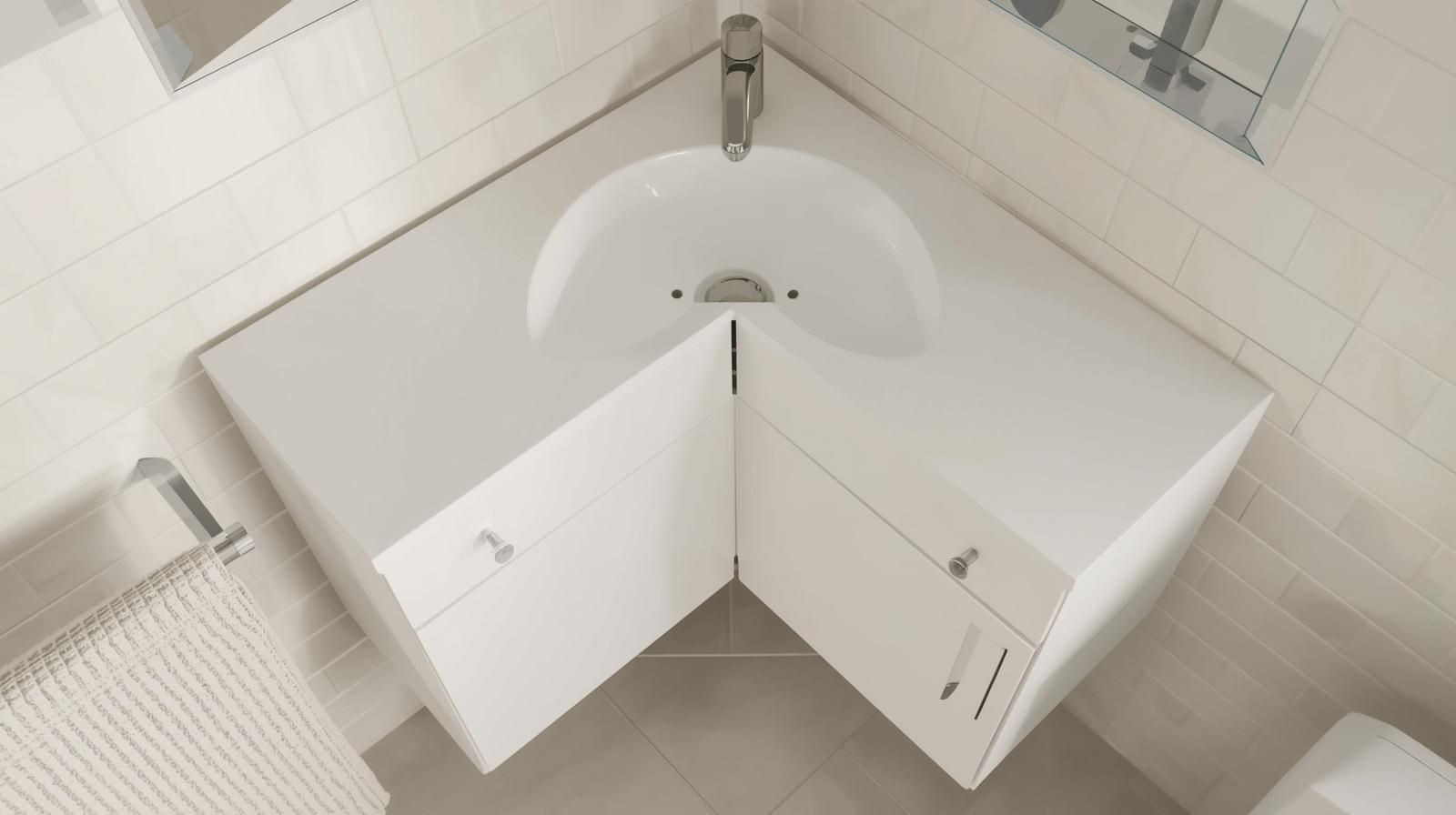 Corner-Fit PVC Vanity Cabinets