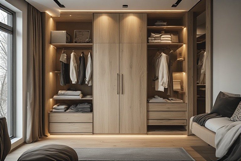 Efficient corner modern wardrobe designs for childrens room space-saving.