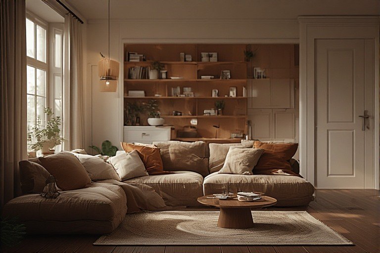 Cosy Brown and White kitchen colour combination