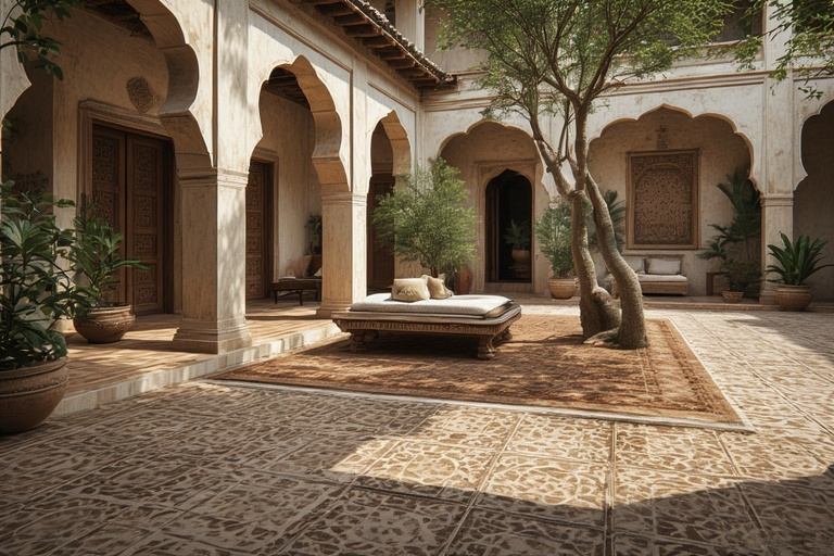Courtyard-Integrated Designs with Textured Floor Tiles
