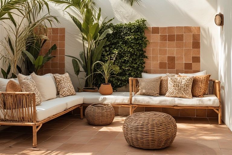 Cozy Lounge with Warm-Coloured Tiles