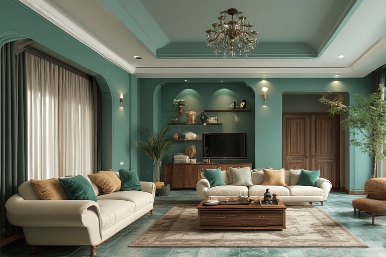Cream and Teal Living Room Indian Hall Colour Combinations for Fresh and Stylish Spaces