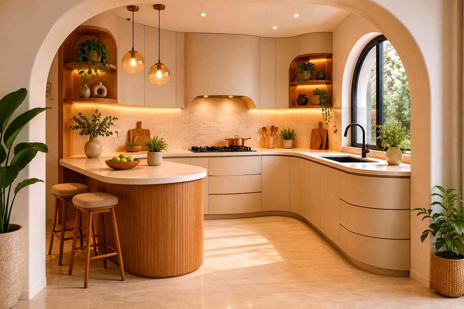 Curved compact Kitchen arch design