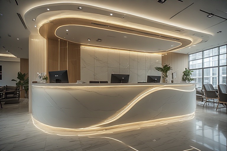 Curved Reception Office Counter Design