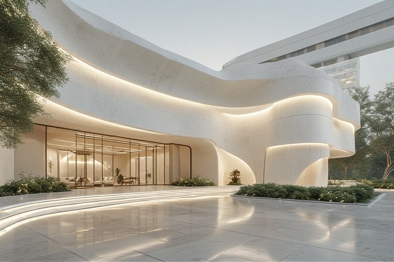 Curved frontage designs with smooth tiles