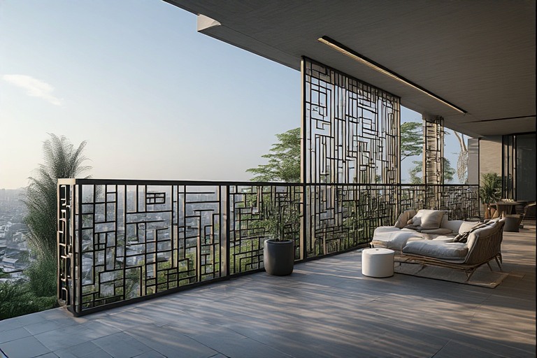 Geometric Pattern Railing Design for Roof