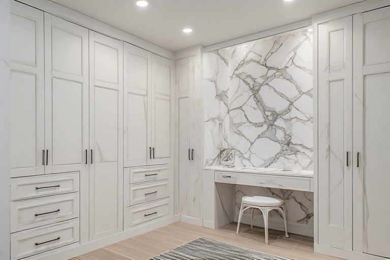 Durable modern wardrobe designs for childrens room using Simpolo decor tiles.