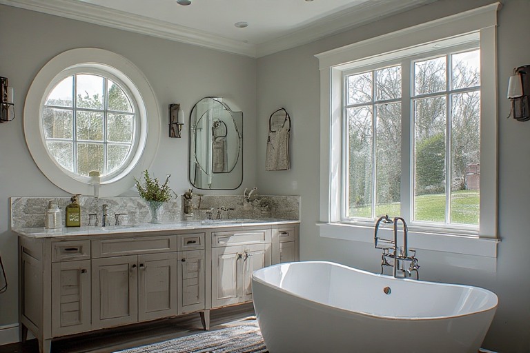 Custom Shaped Bathroom Window Design
