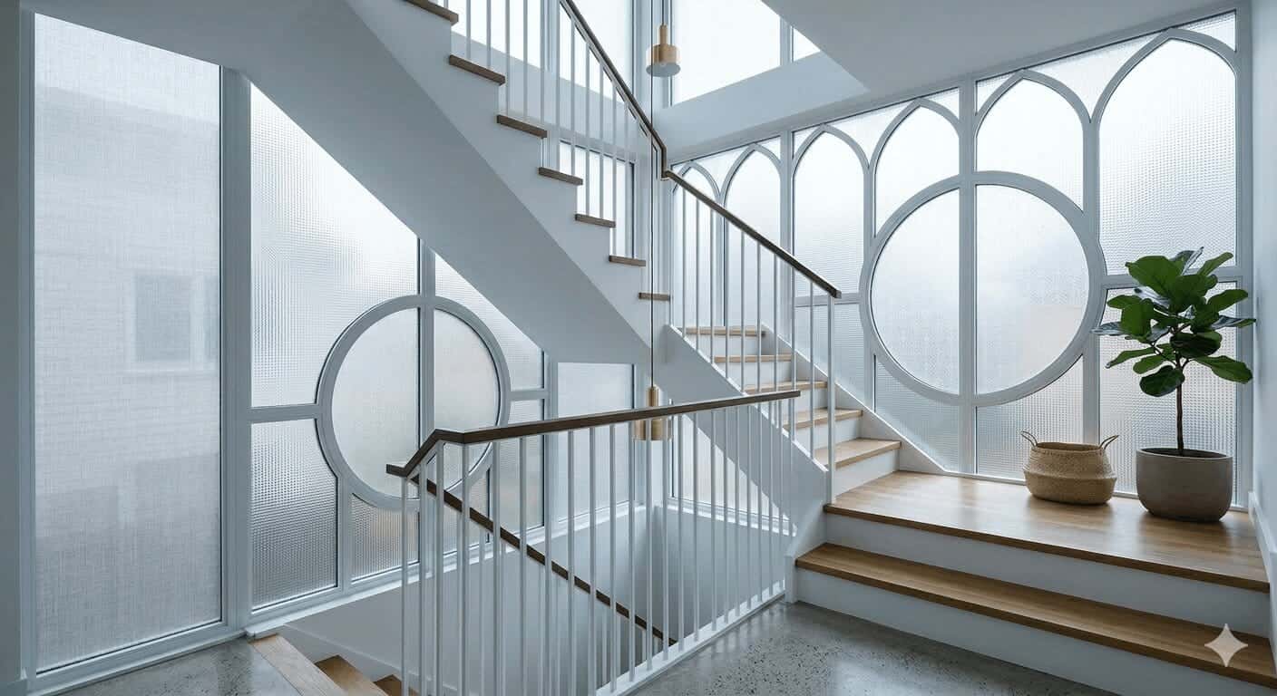Custom Shaped Staircase Window Design