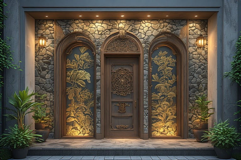 Entrance Wall Tiles with Custom Wall Murals
