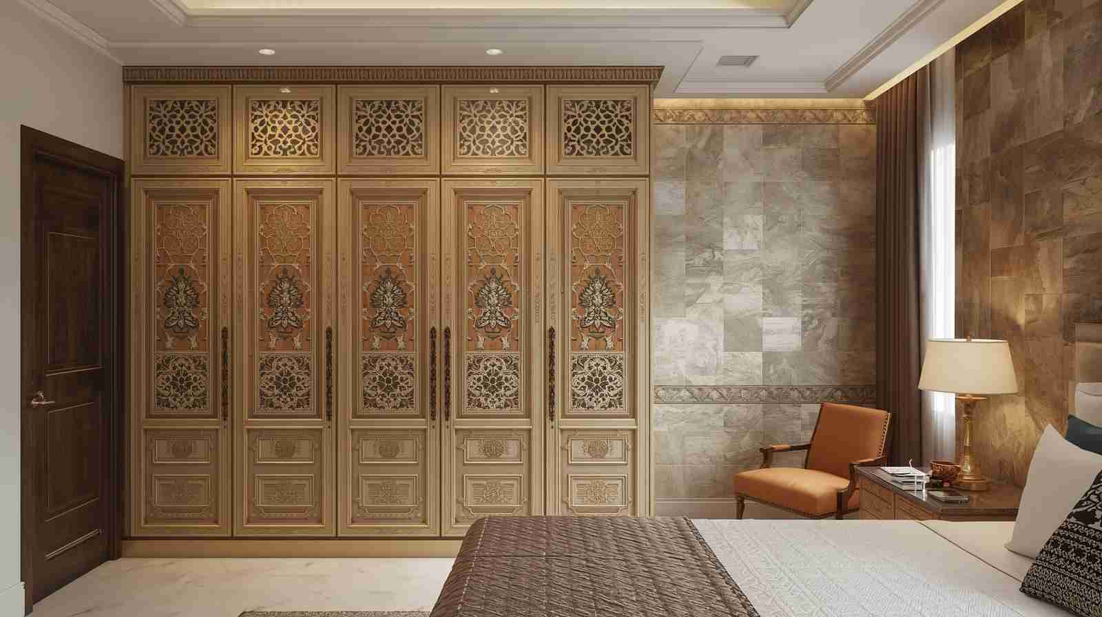 Customised wardrobes using local Indian craftsmanship blend tradition and functionality with artisanal detailing.