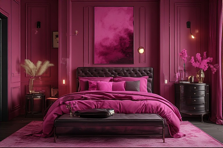 Dark Pink Bedroom Design