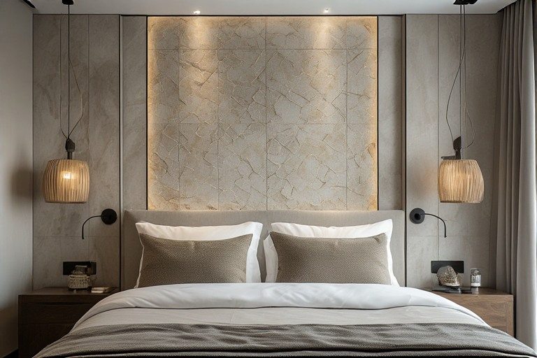 Decorative headboard wall tiles for luxury bedroom interior design