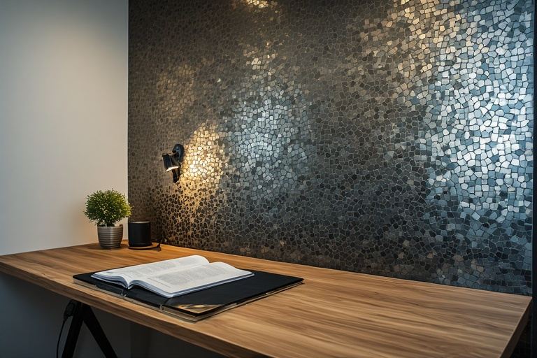 Decorative Metallic Tile Accent Wall