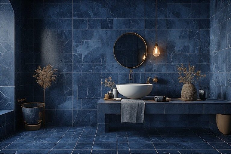 Deep blue tile colours for home accent walls and bathrooms