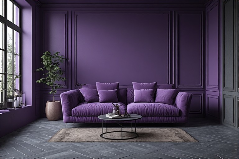 Deep Purple color combination for living room