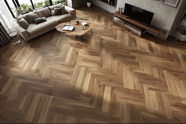 Diagonal wood floor design
