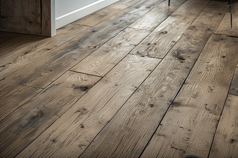 Distressed wood floor design