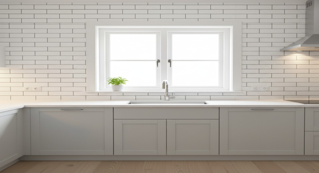 Double Hung Windows with Classic Subway Tile Surround