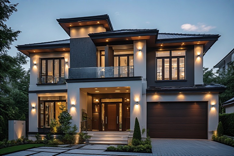 Dual-Tone Colour Front Wall Design for Home