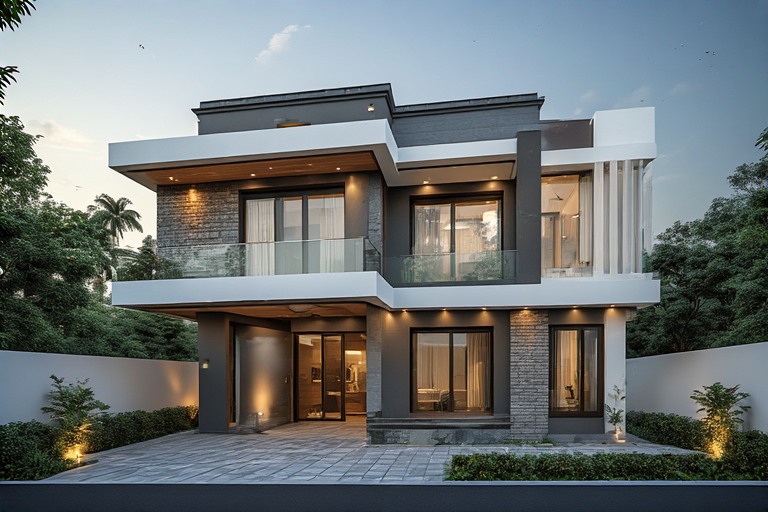 Dual Tone Duplex Front Elevation Design