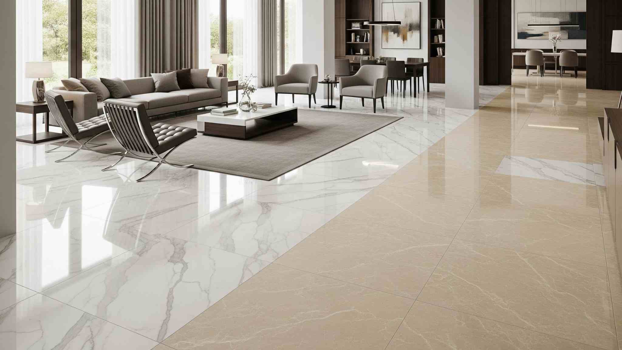 Dual Tone Marble Flooring for Defined Zones