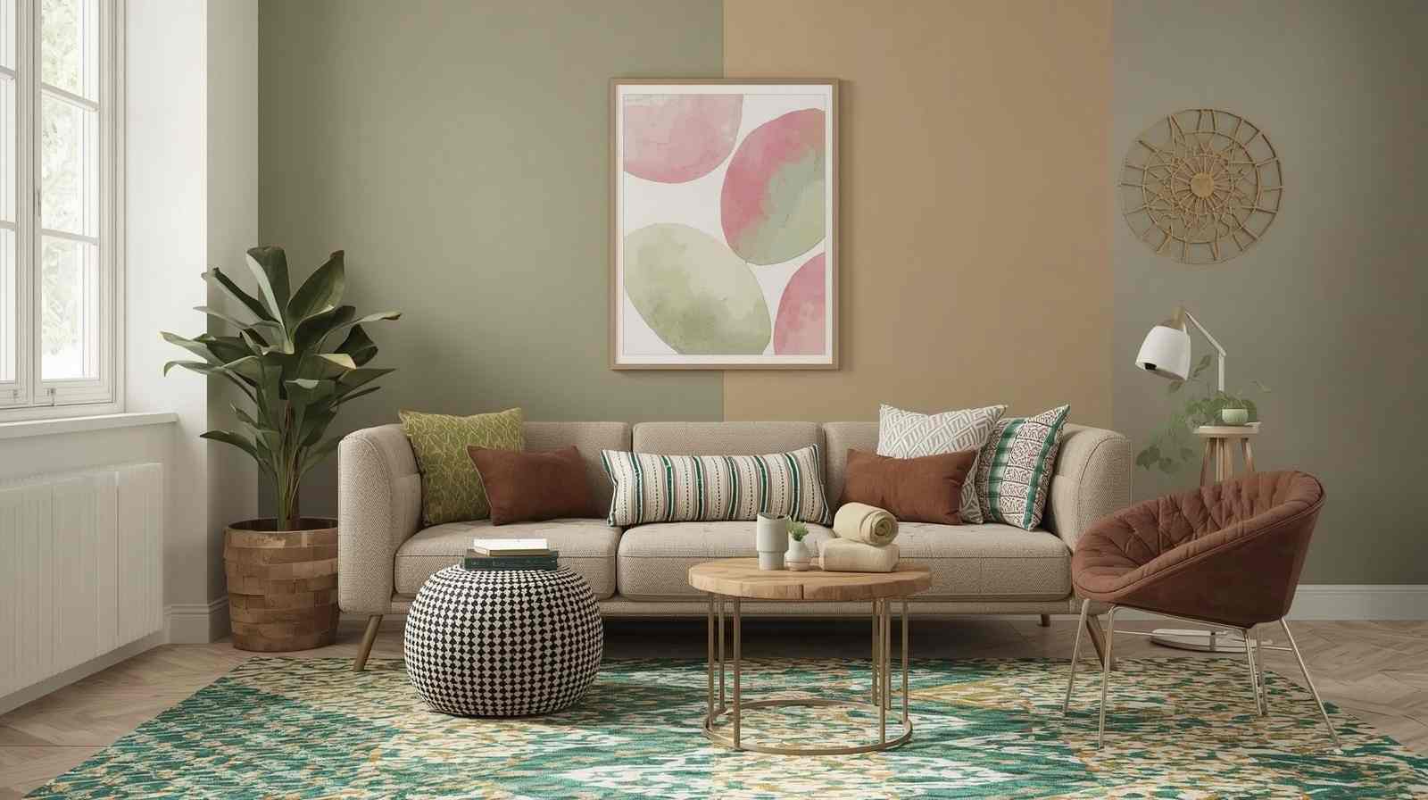 Dual-Tone Walls with Patterned Accent Tiles