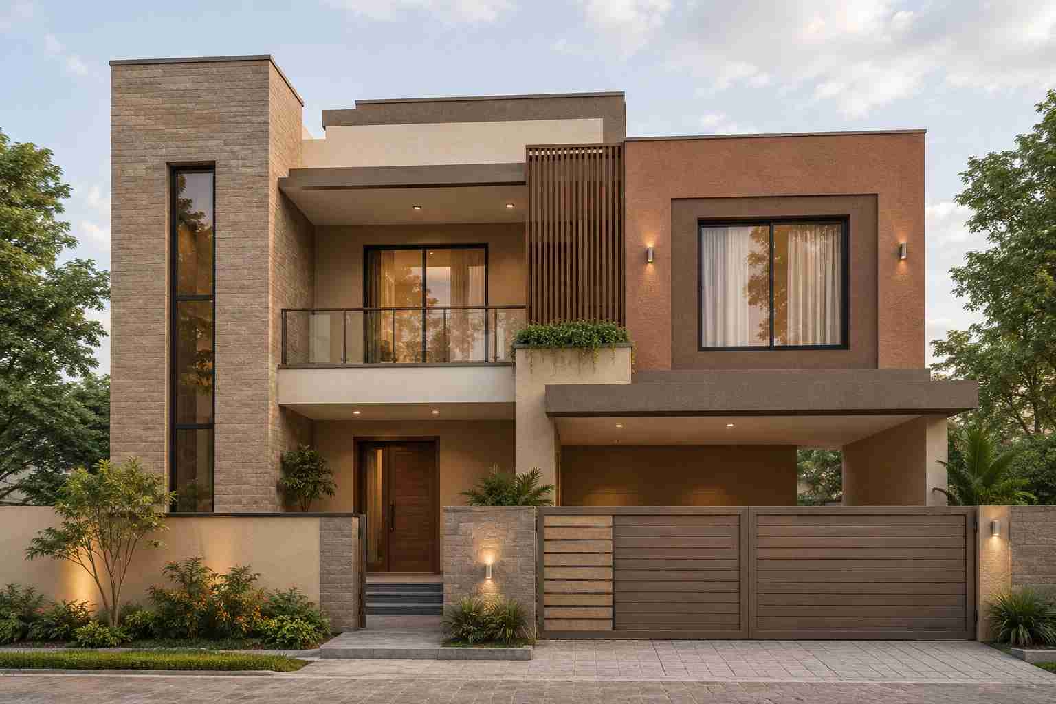 3d elevation design with earthy tone