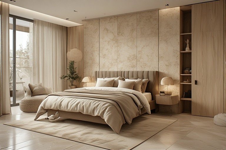 Earthy beige and cream tile colours for home bedrooms
