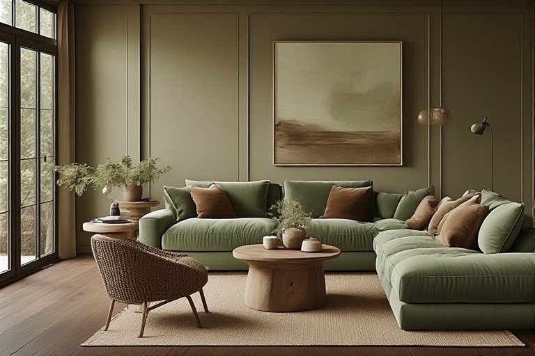 Earthy brown and green kitchen colour combination