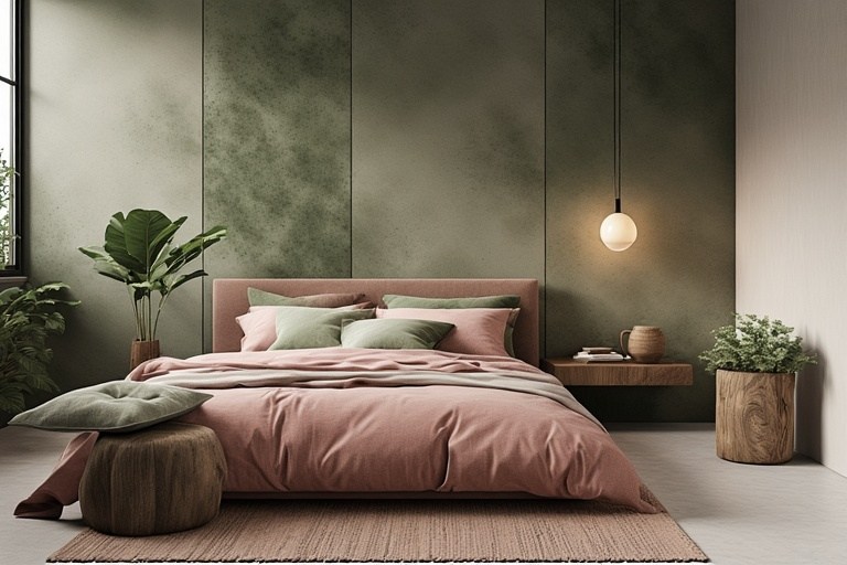 Earthy Green and Soft Pink