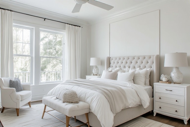 Easy-to-Maintain White Bedroom Design