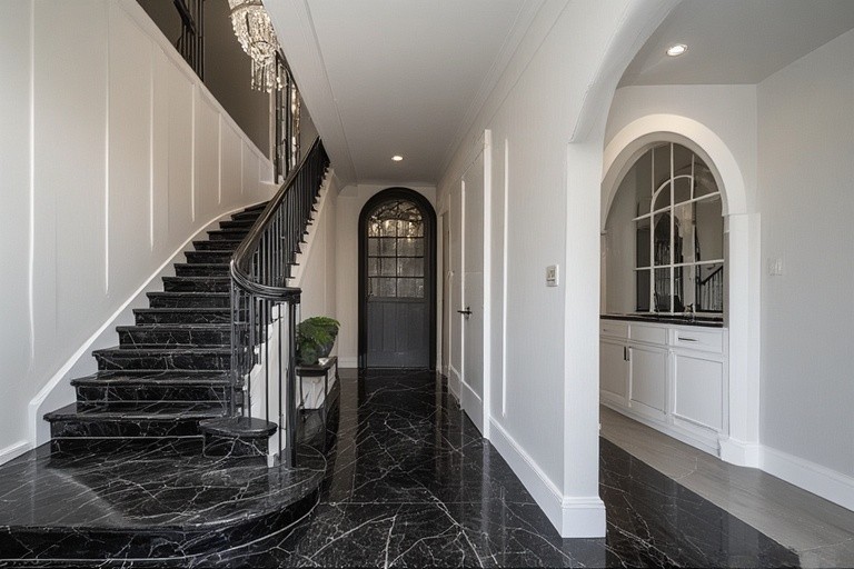 Elegant Black Granite Staircase