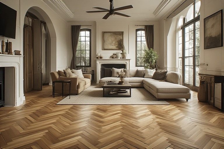 Elegant chevron wood floor design