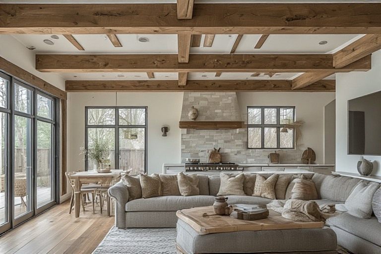 Rustic appeal exposed beam roof ceiling design for farmhouse styles